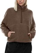 LASLULU Womens Half Zip Pullover Cropped Sherpa Fleece (Style PPH8)