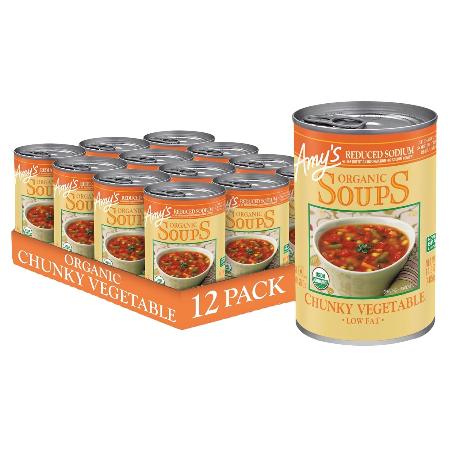 Amy's Organic Reduced Sodium Chunky Vegetable Soup, 12 Pack