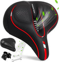 Comfortable Bike Seat Wide Saddle with Memory Foam - Dual Shock Absorb