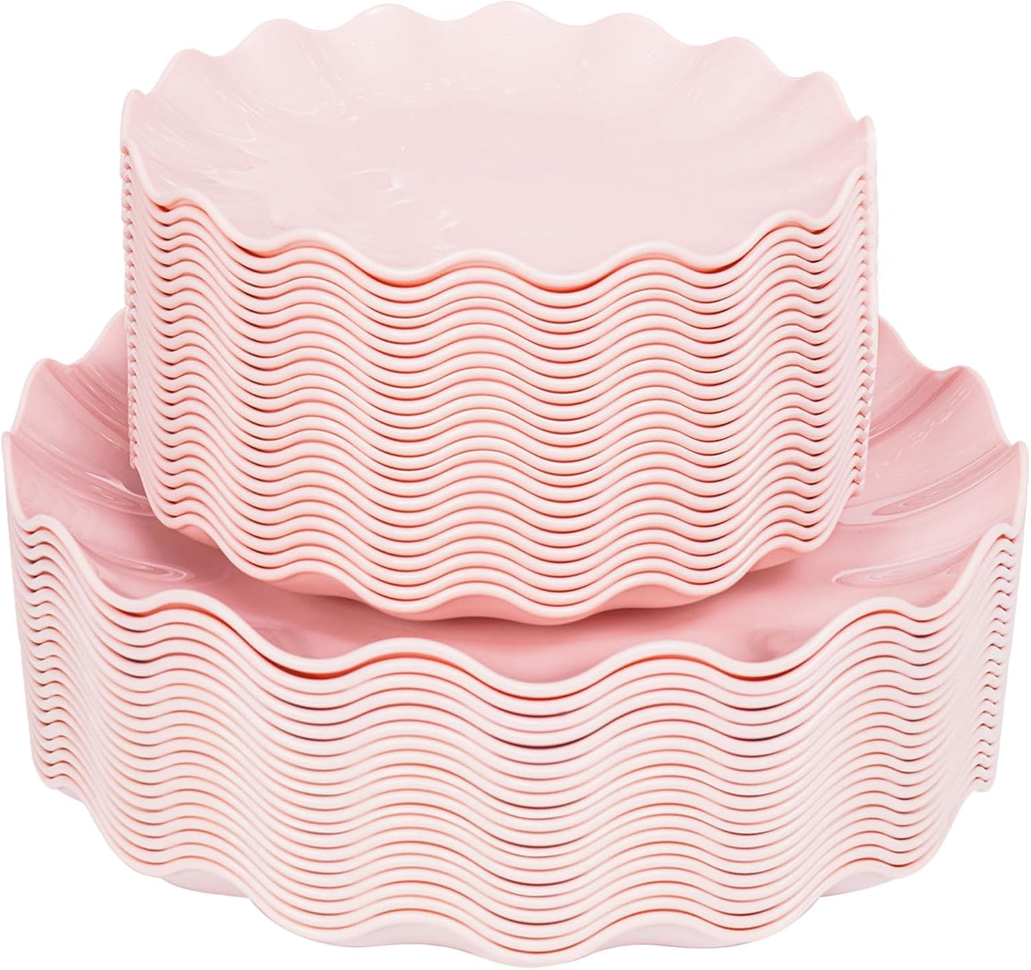 LIYH 50 Pcs Pink Plastic Plates for Baby Showers and Parties