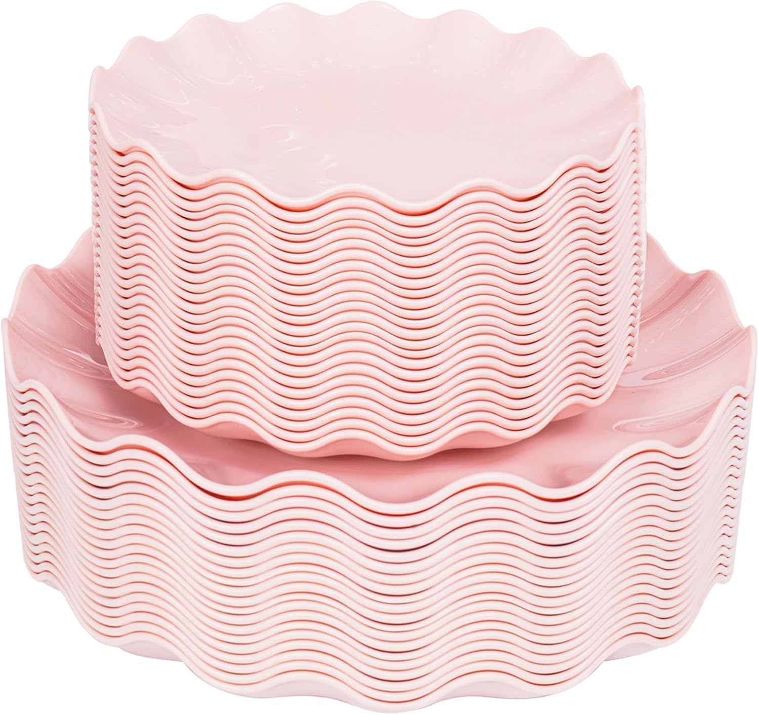 LIYH 50 Pcs Pink Plastic Plates for Baby Showers and Parties