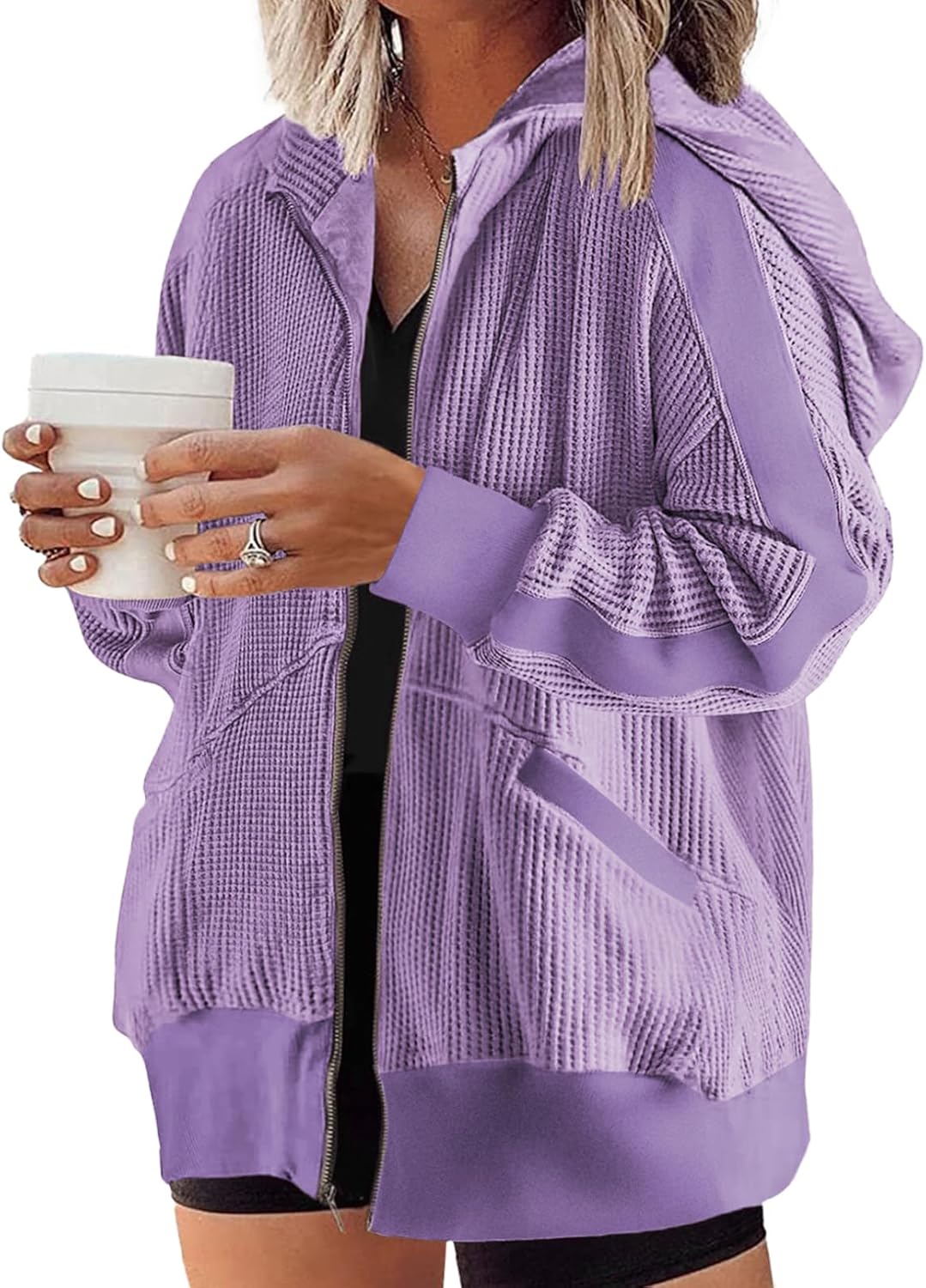 Eytino Womens Plus Size Long Sleeve Zip Up Casual Hoodies