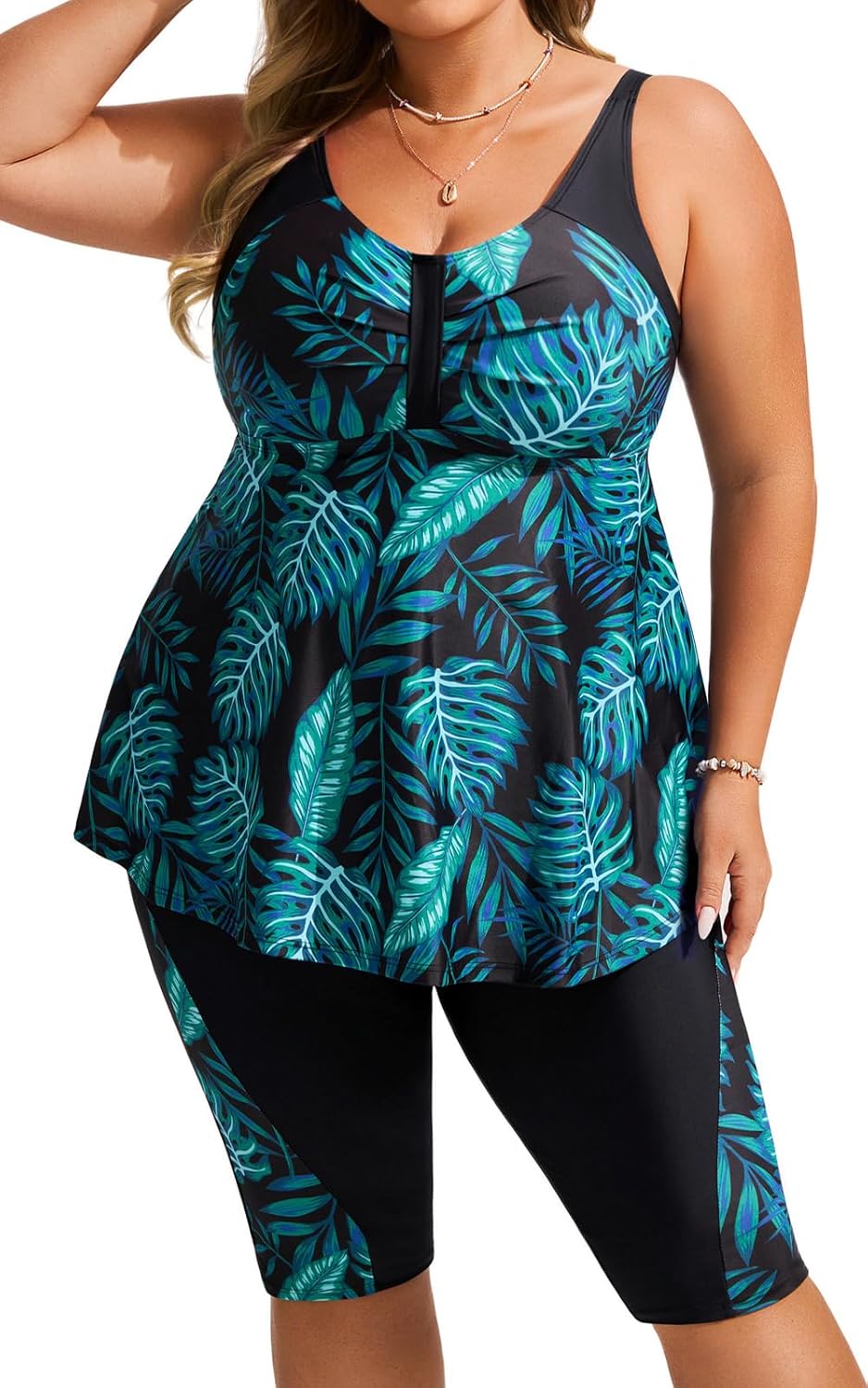 Hanna Nikole Plus Size Tankini Swimsuits for Women with Capris