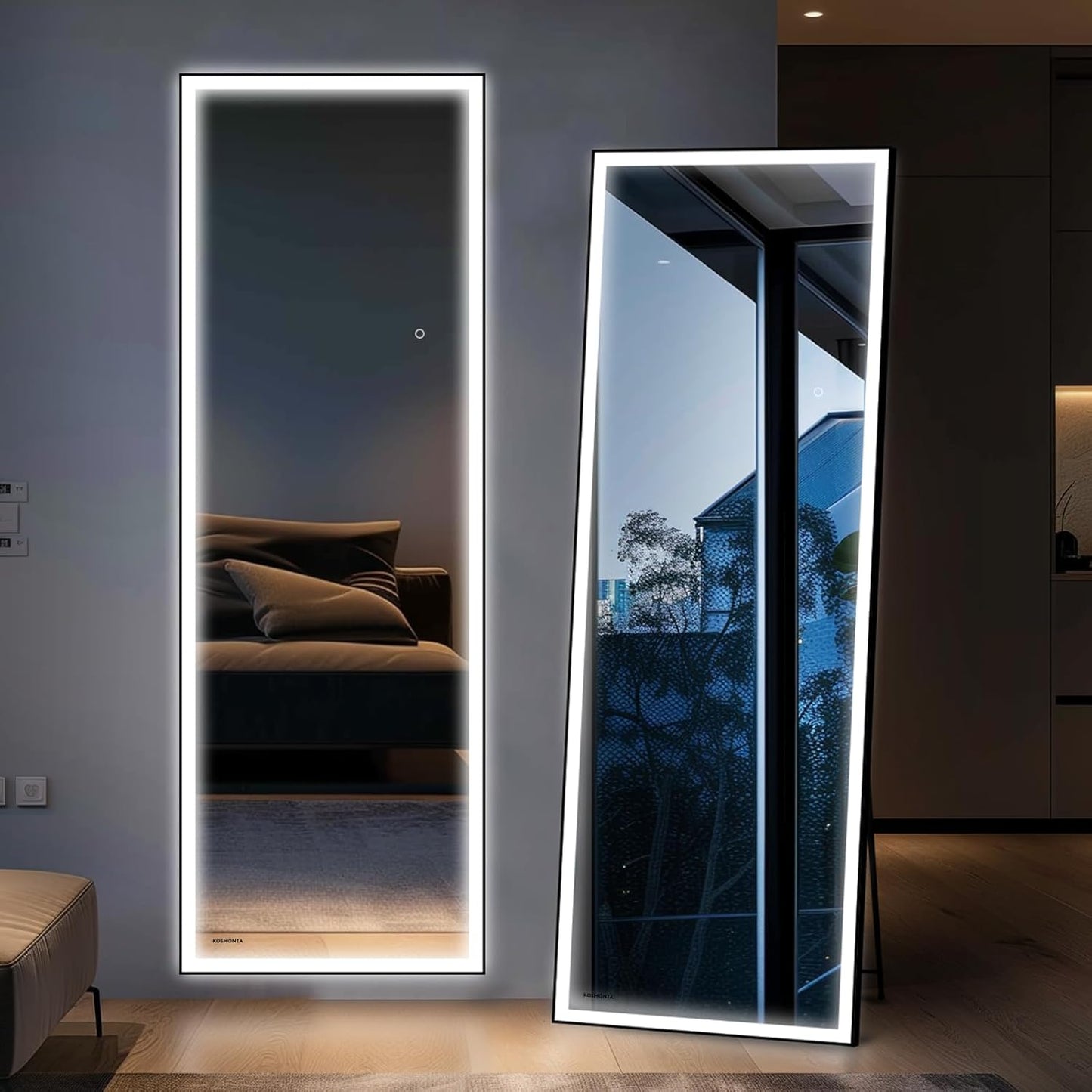 72x24 Full Length Mirror with Dimmable LED Light for Clarity