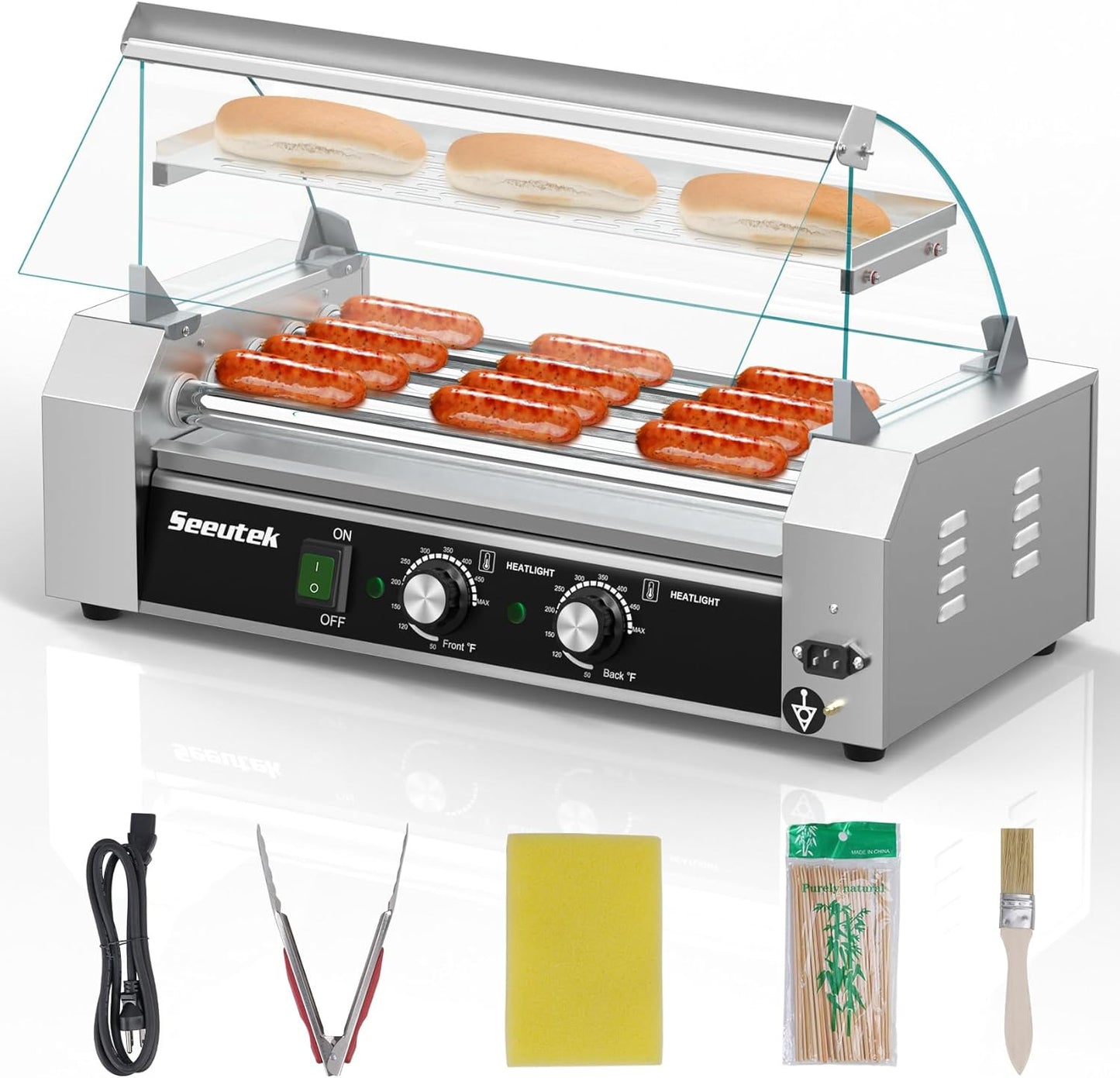 Seeutek Hot Dog Roller with 5 Rollers and Dual Temperature Control