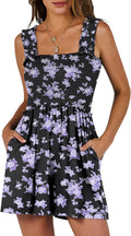 Caracilia Women's Summer Smocked Romper with Pockets - Lightweight