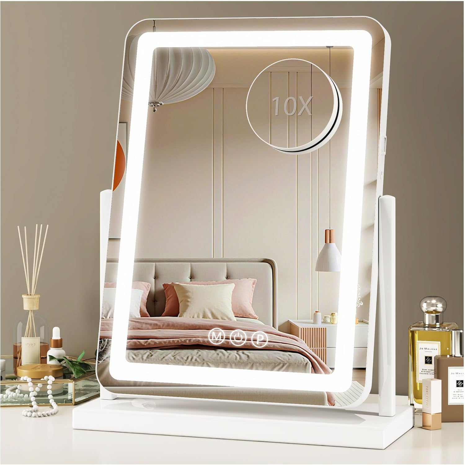 Hollywood Lighted Vanity Mirror with 10X Magnification & 3 Modes