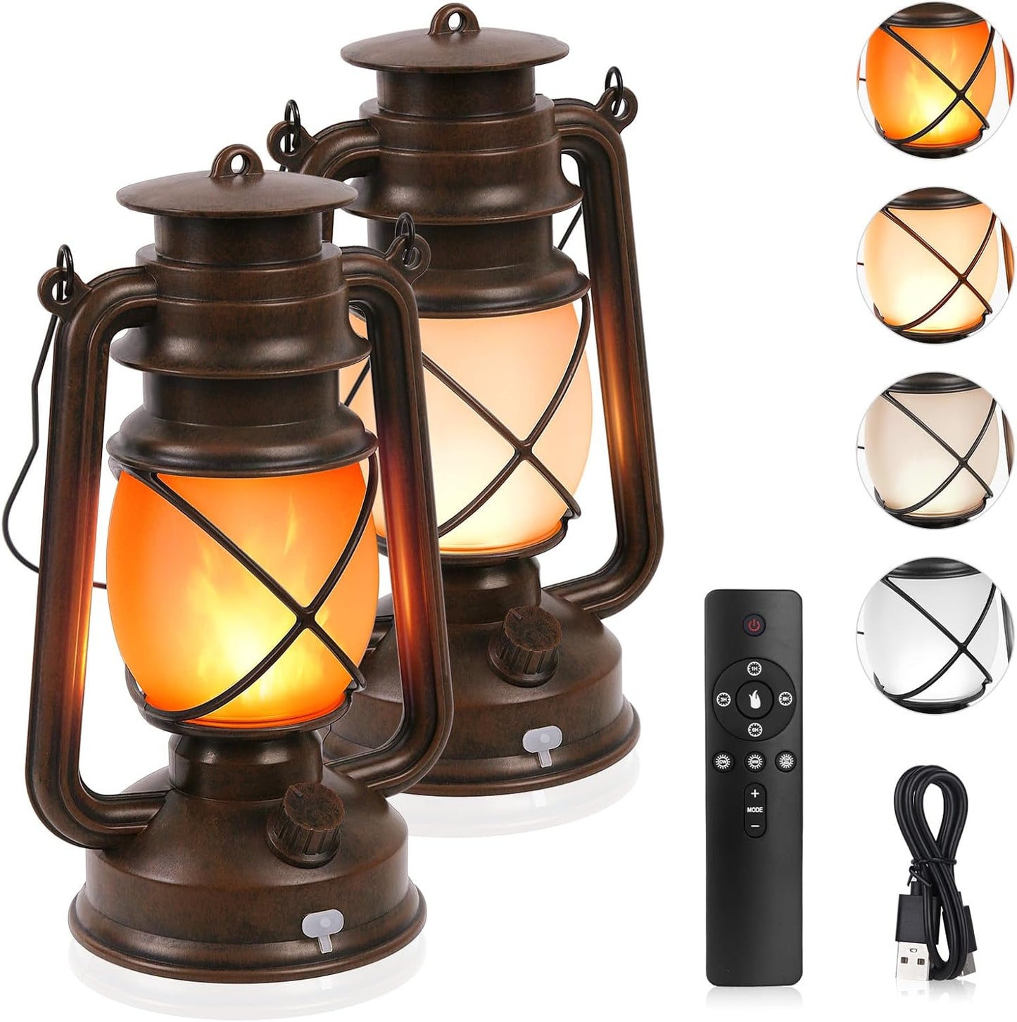 Rechargeable LED Vintage Lanterns with Remote Control for Camping