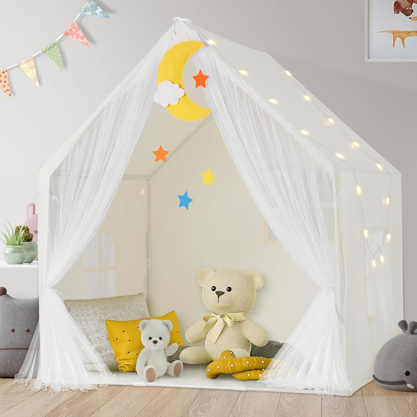Princess Castle Tent with Star Lights for Imaginative Play