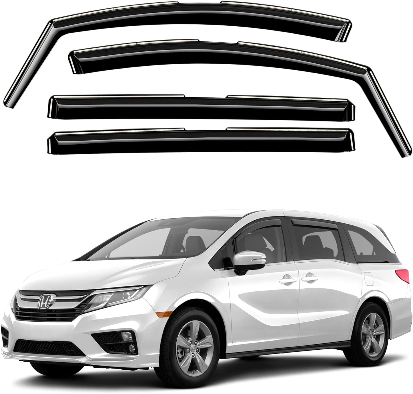 Co Smoke Tinted In-Channel Side Window Vent Visors for Honda Odyssey