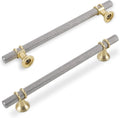 7-1/2 in Cabinet Pulls 10 Pack Brushed Satin Nickel & Gold - Knurled