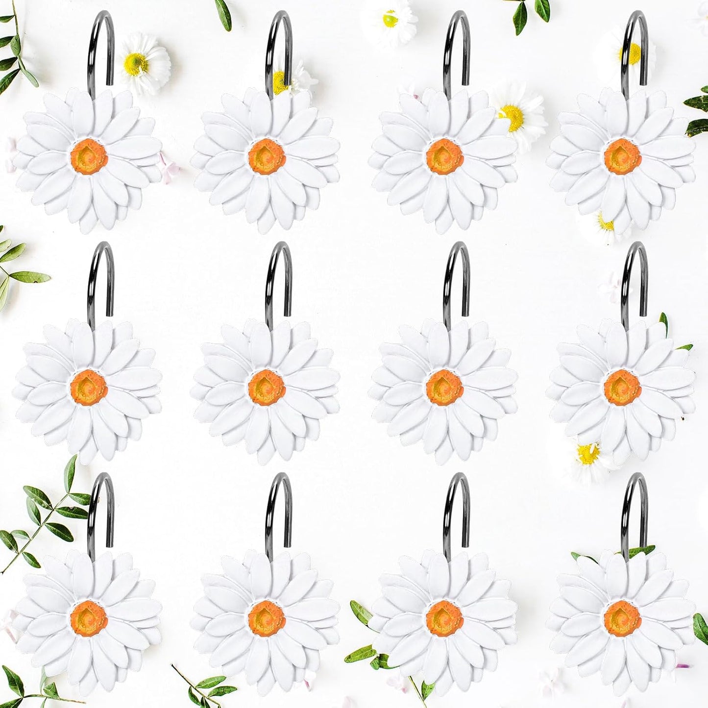Whaline White Daisy Shower Hooks - Blooming Decor Delight