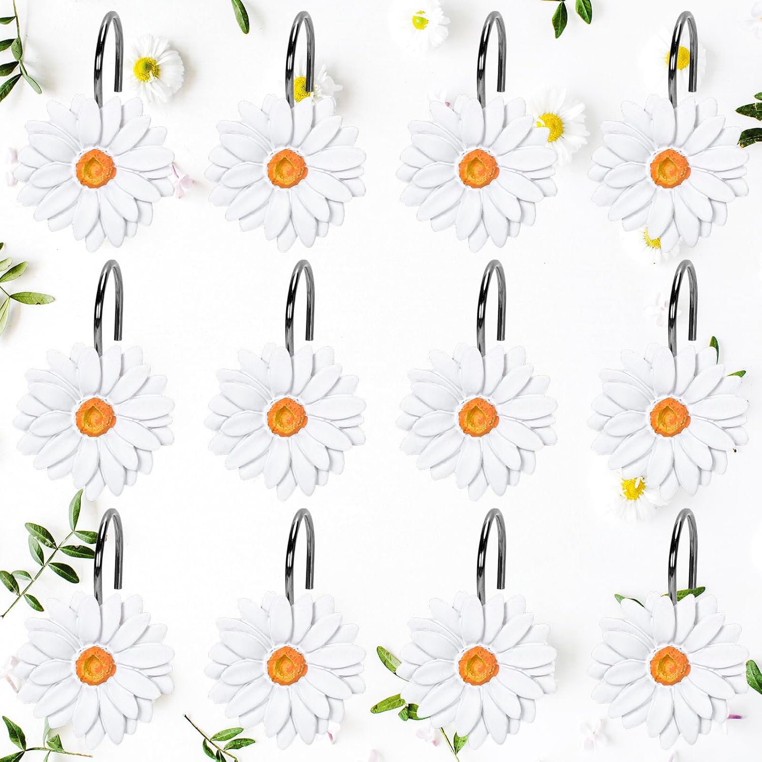 Whaline White Daisy Shower Hooks - Blooming Decor Delight