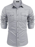 COOFANDY Men's Western Cowboy Shirt - Classic Cotton Work Shirt