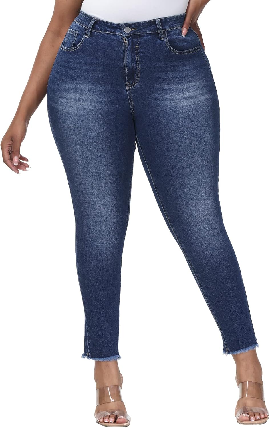 Womens Plus Size Skinny Jeans High Waisted Stretchy Classic Fit