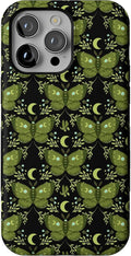 Casely iPhone 14 Pro Case Mystic Moths Green Twilight - Bold