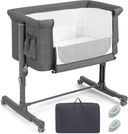 HONEY JOY Baby Bassinet Bedside Sleeper with Adjustable Heights