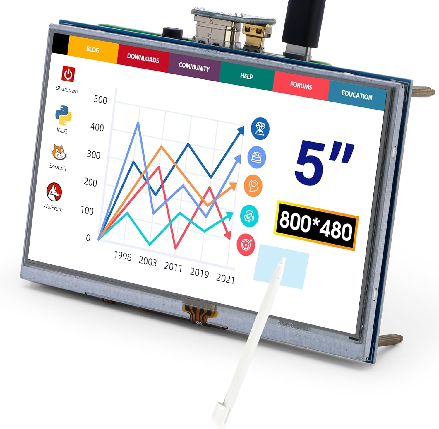 ELECROW 5-Inch Touch Screen TFT LCD Display for Raspberry Pi