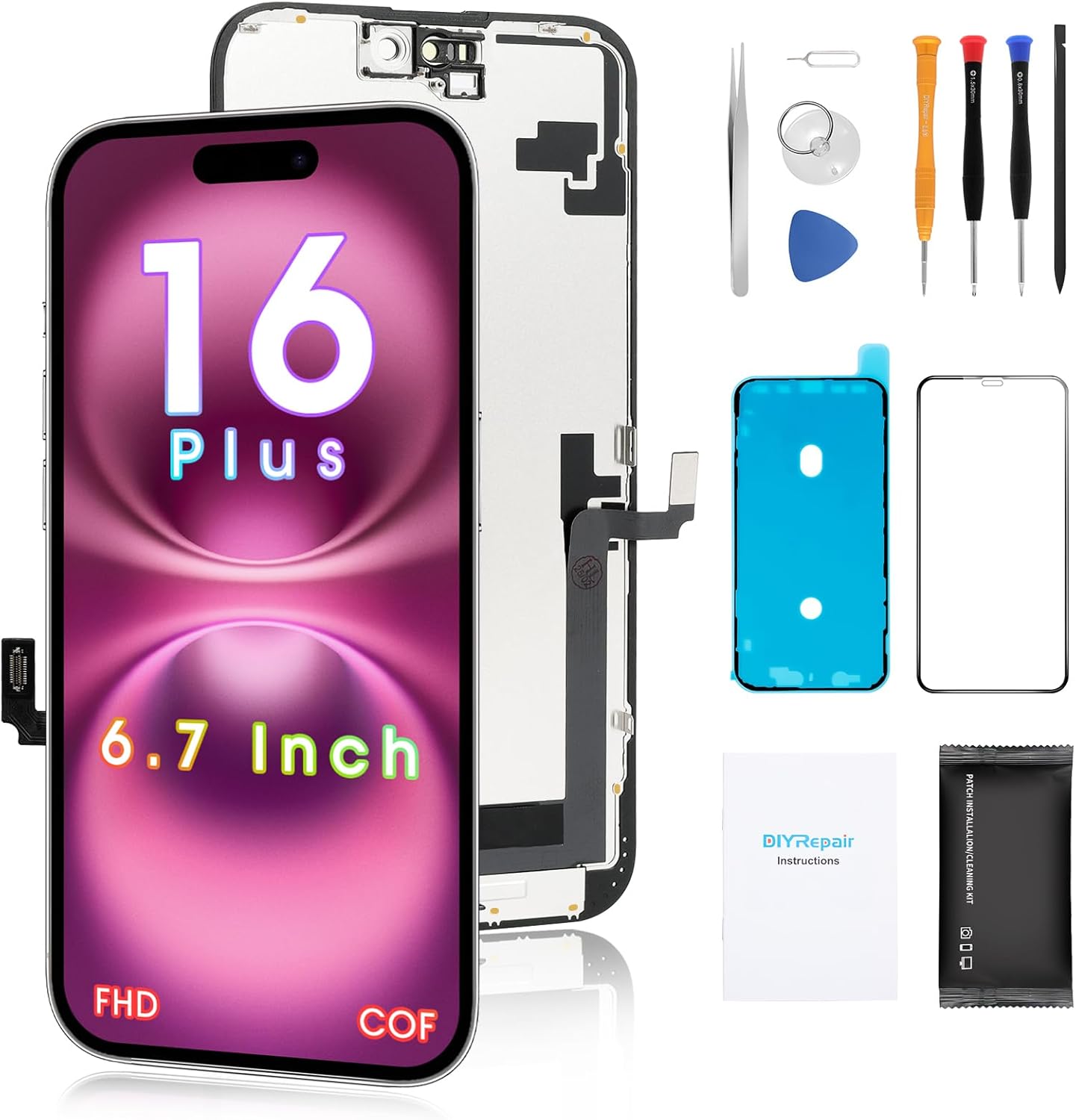 Screen Replacement for iPhone 16 Plus 6.7ft with Full Repair Kit