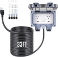 Outdoor Power Outlet 15A 110V with 33ft Extension Cord - Weatherproof