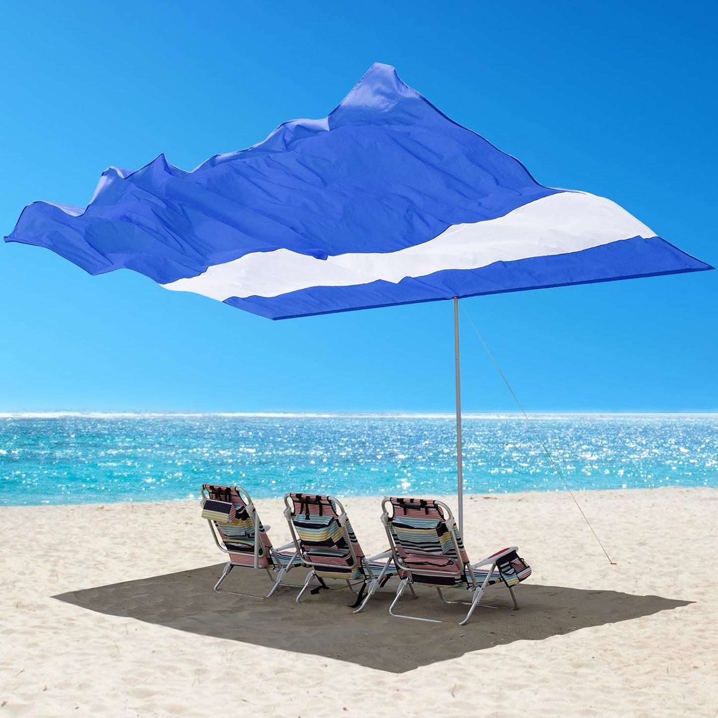 Ultra-Portable TENRAI Beach Shade: Self-Adjusts to 20mph Winds