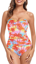 Tummy Control One Piece Swimsuit Bandeau Strapless - Flattering Fit is