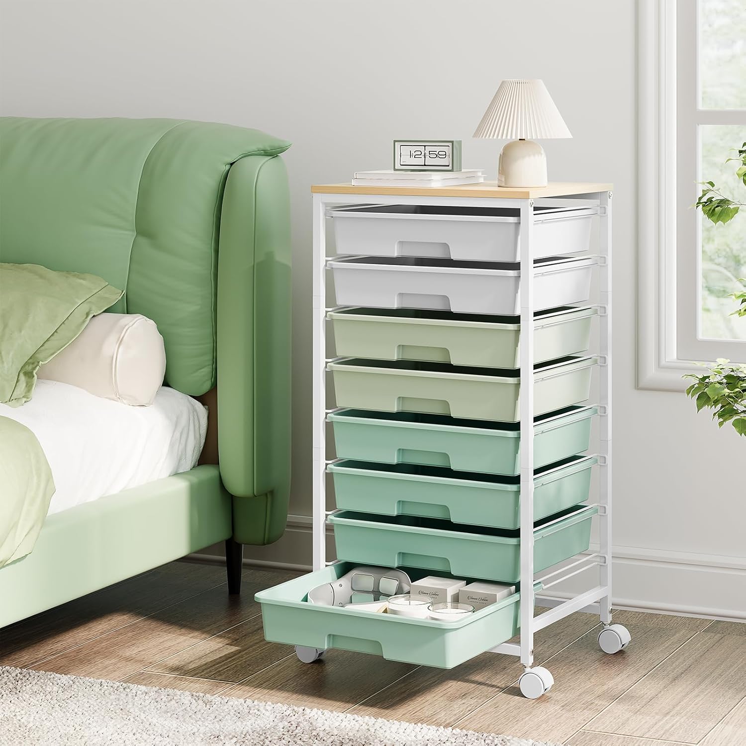 Storage Cart with 8 Drawers for Classroom and Office Organization