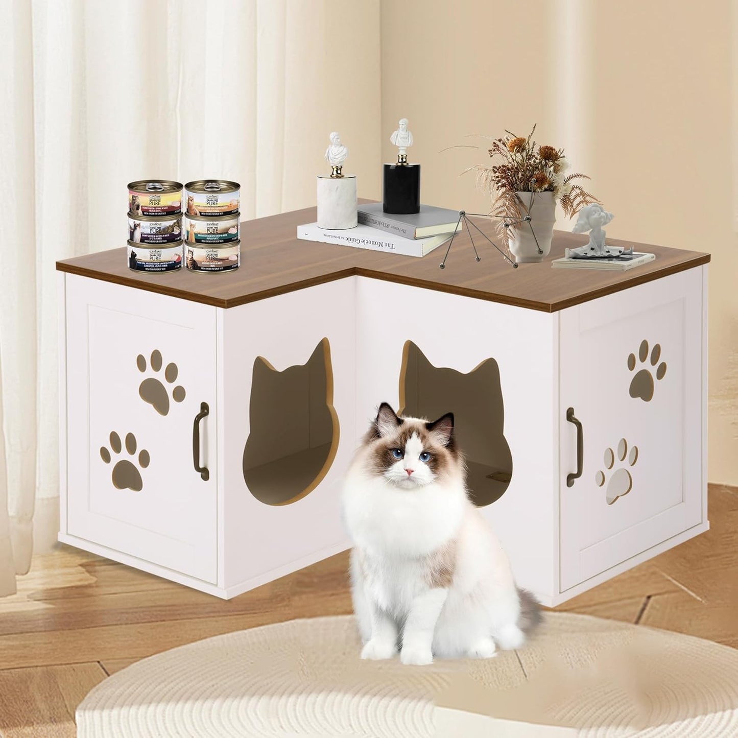 CHARMELEON Cat Litter Box Enclosure for Corner Spaces