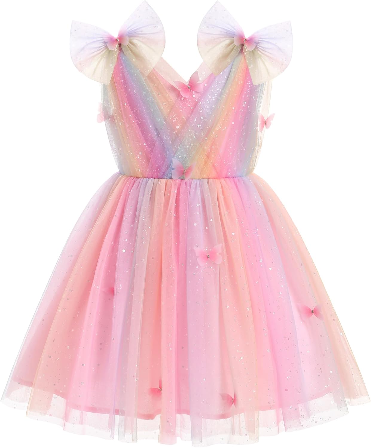 Toddler Girls Butterfly Dress with Sparkle Sequins for Parties