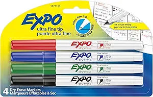 EXPO Low Odor Dry Erase Markers with Ultra-Fine Tip, 4 Count