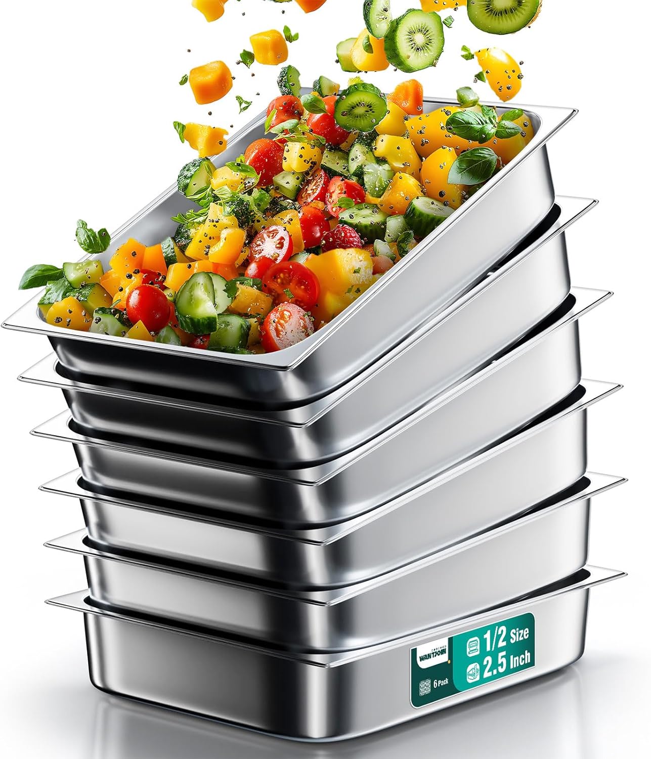 WantJoin Steam Table Hotel Pans 1/2 Size for Catering Needs