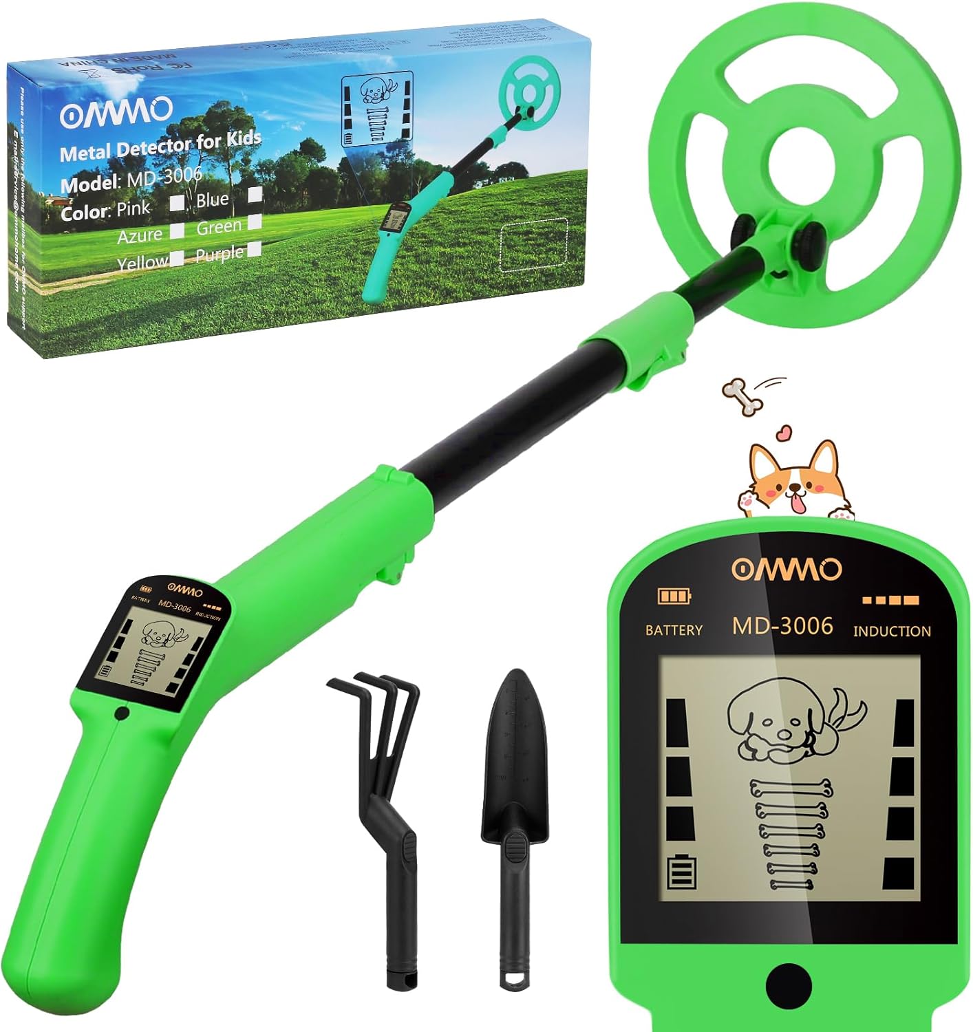 OMMO Kids Metal Detector with Adjustable Height and LCD Display