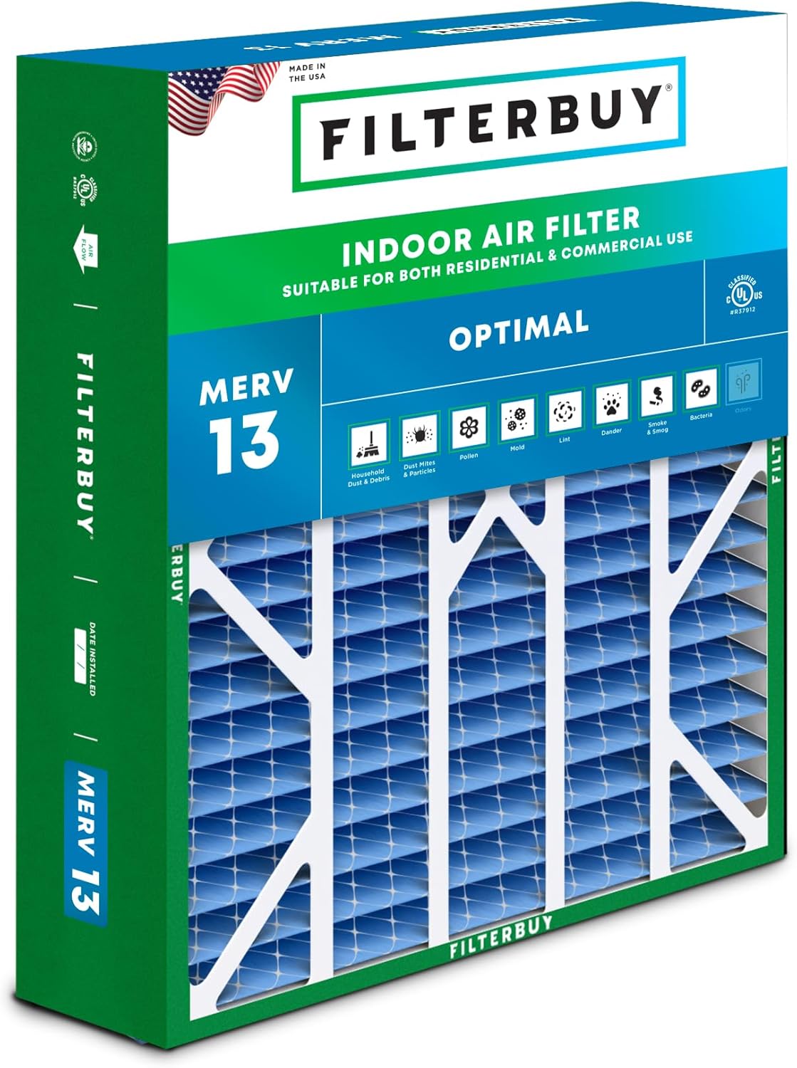 Filterbuy 20x25x6 Air Filter MERV 13 for Optimal Smoke Defense