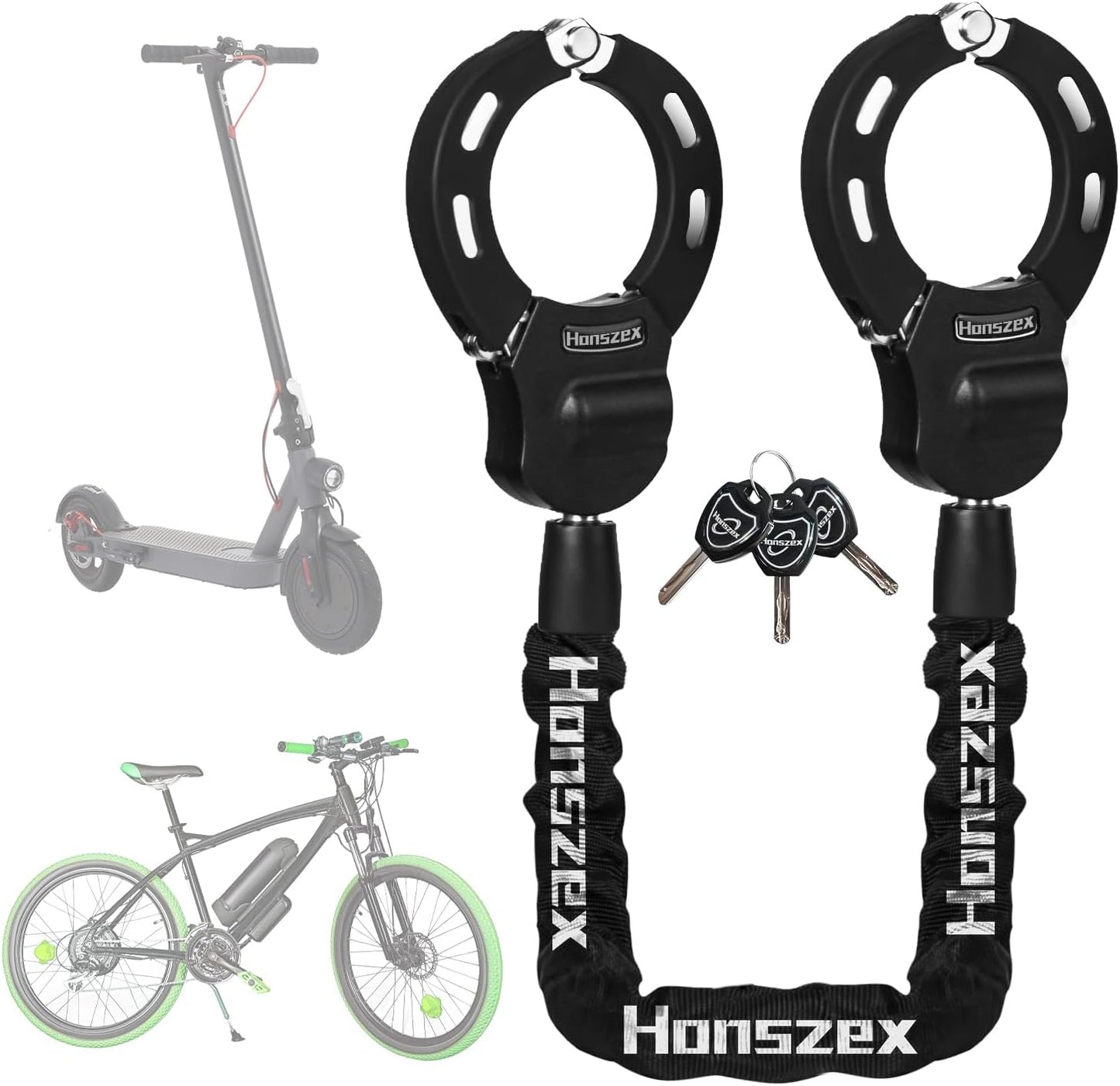 High Security Scooter Lock with Key - 36.22in Heavy Duty Chain