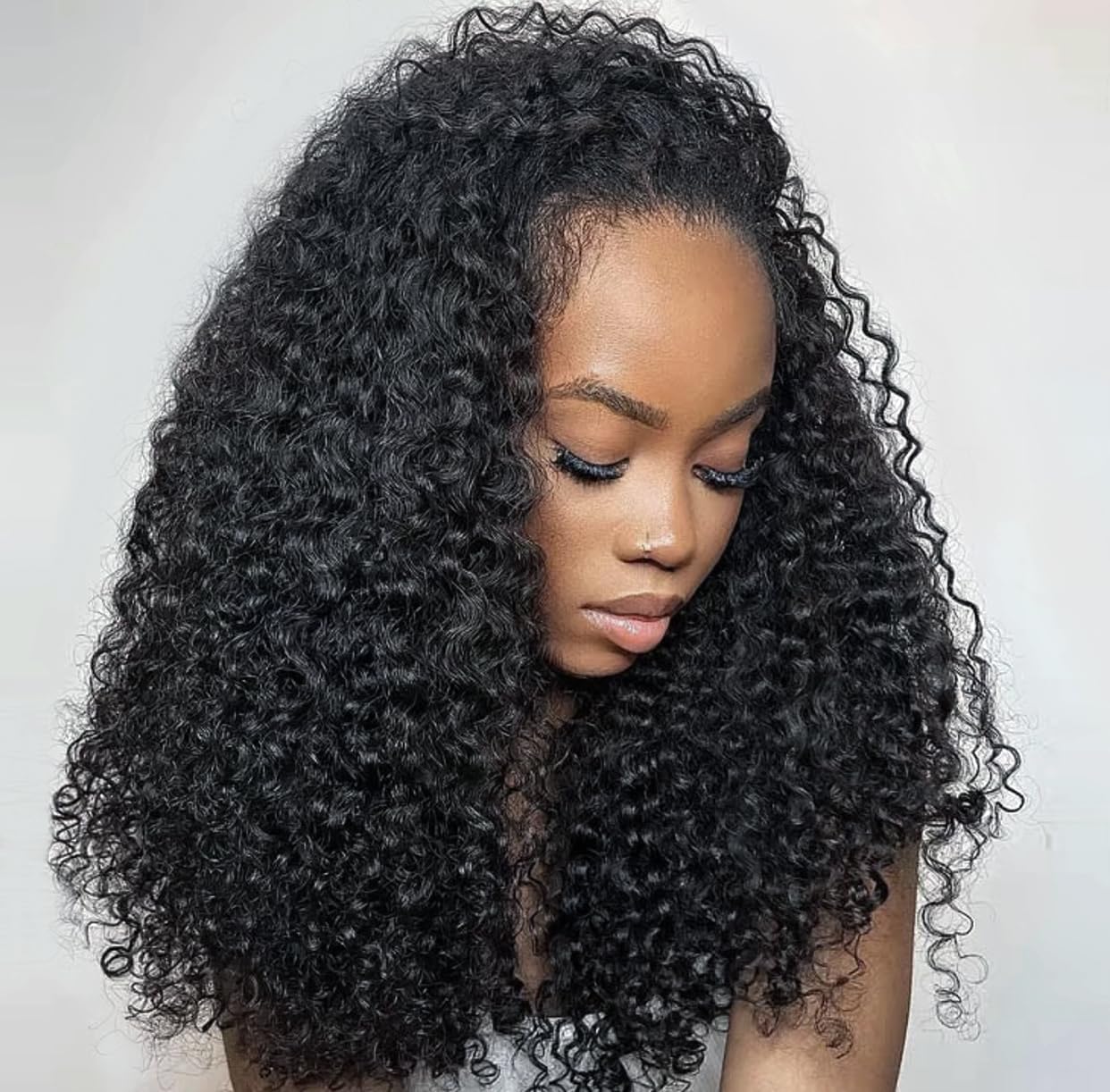 Kinky Curly Half Wig Human Hair 20 Inch Glueless Wear And Go