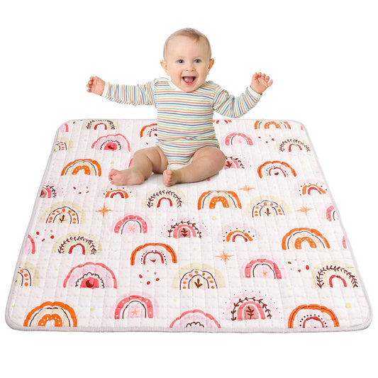 Boho Rainbow Baby Play Mat - Non-Slip & Washable