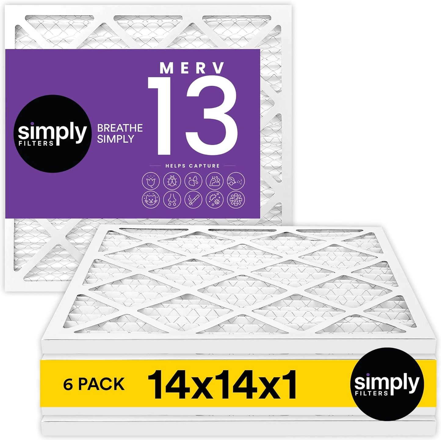 Simply 14x14x1 Air Filter Merv 13 for Home AC & HVAC Systems