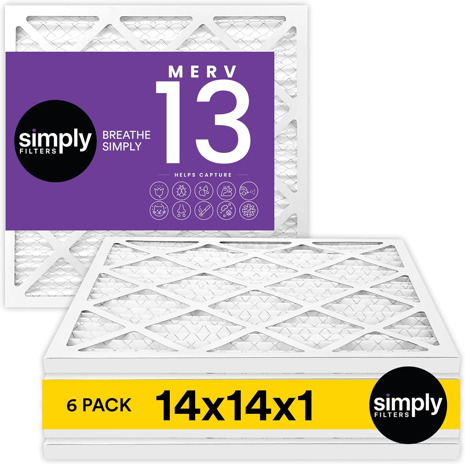 Simply 14x14x1 Air Filter Merv 13 for Home AC & HVAC Systems