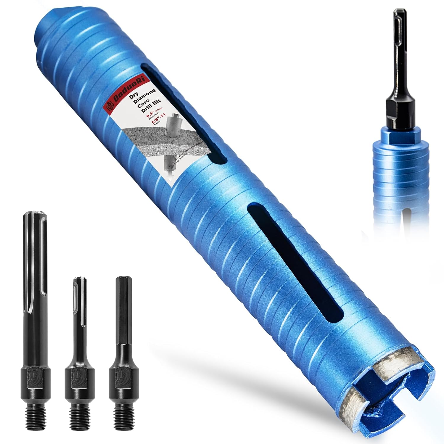 2 1/4 Inch Dry Core Drill Bit with 3 Adapters for Versatile Use