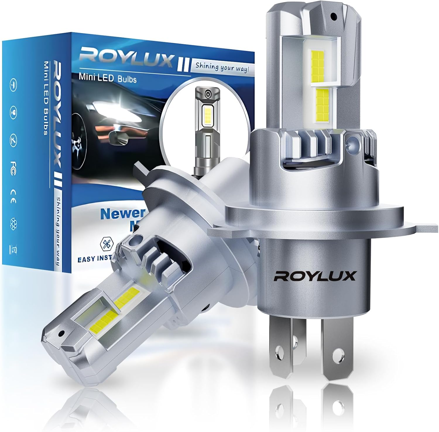 ROYLUX H4 LED Bulbs - 16000LM Super Bright 6000K Cool White