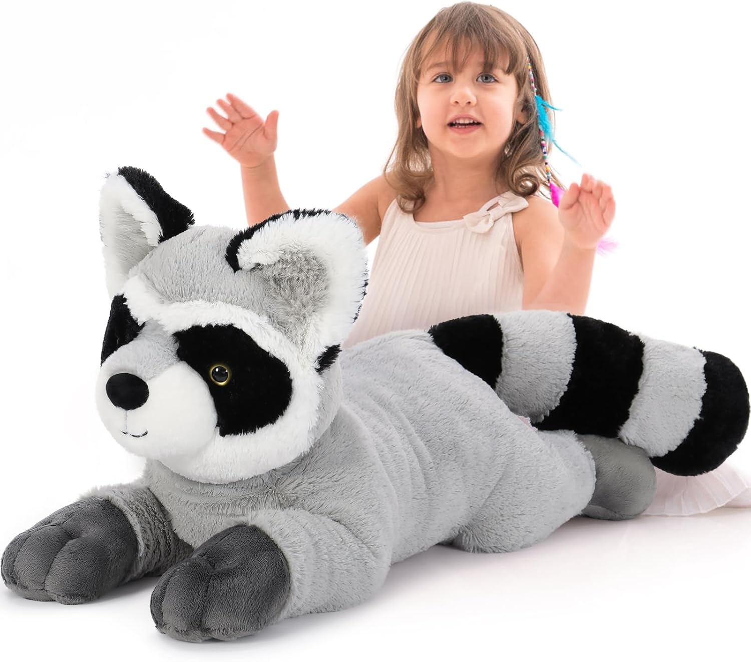 Giant Raccoon Plush Stuffed Animal - Oversized Fluffy Toy