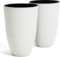 21 in Tall White Planters 2-Pack - Durable Imitation Stone Pots