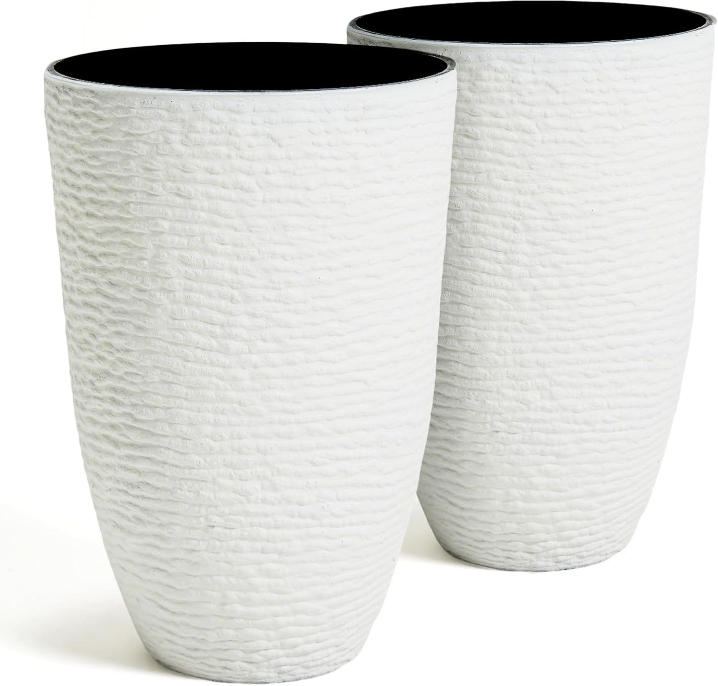 Tall Planters for Outdoor Plants - 21in White Resin Pots