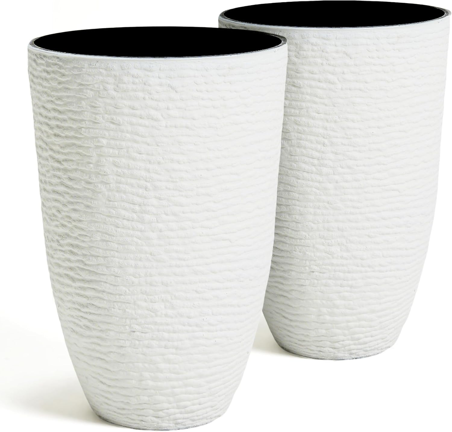 Tall Planters for Outdoor Plants - 21in White Resin Pots