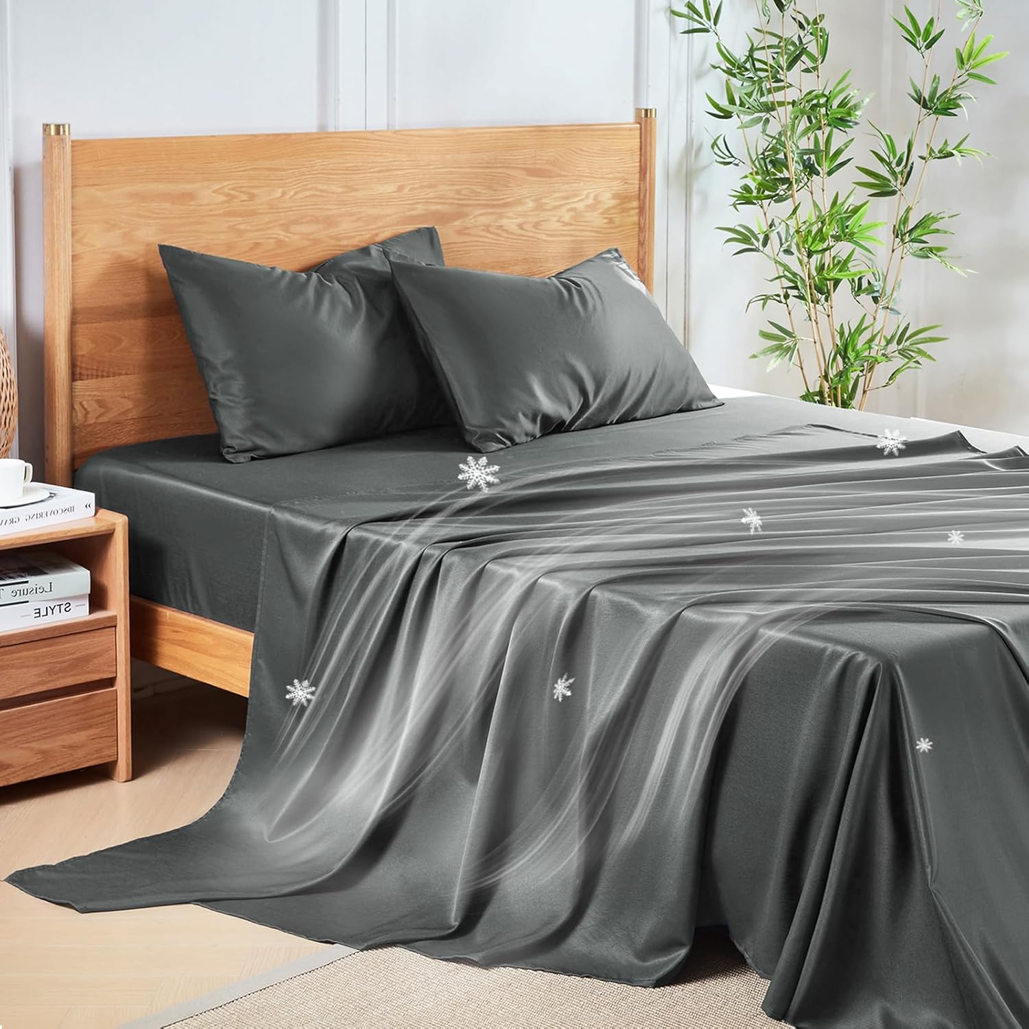 MR&HM King Size Sheets Set for Hot Sleepers - Dark Grey Luxury