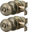 Probrico Antique Brass Privacy Door Knobs Lockset 2 Pack - Keyless