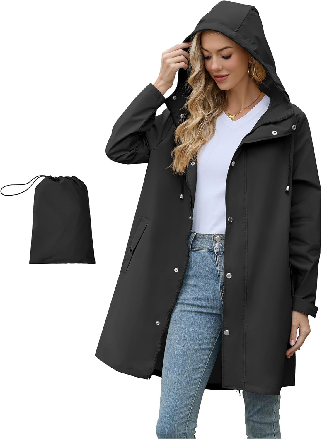 American Trends Packable Waterproof Rain Jacket for Women