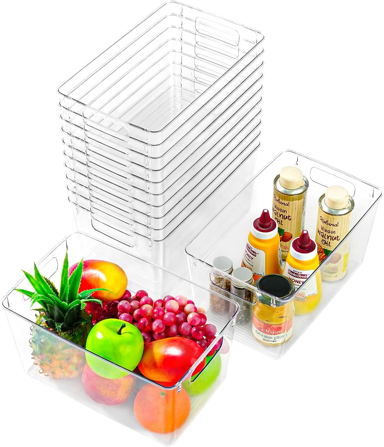 12 Pack Large Clear Plastic Storage Bins for Efficient Organization