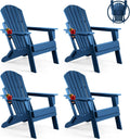 Folding Adirondack Chair Set of 4 - Weatherproof HDPE Outdoor Seating
