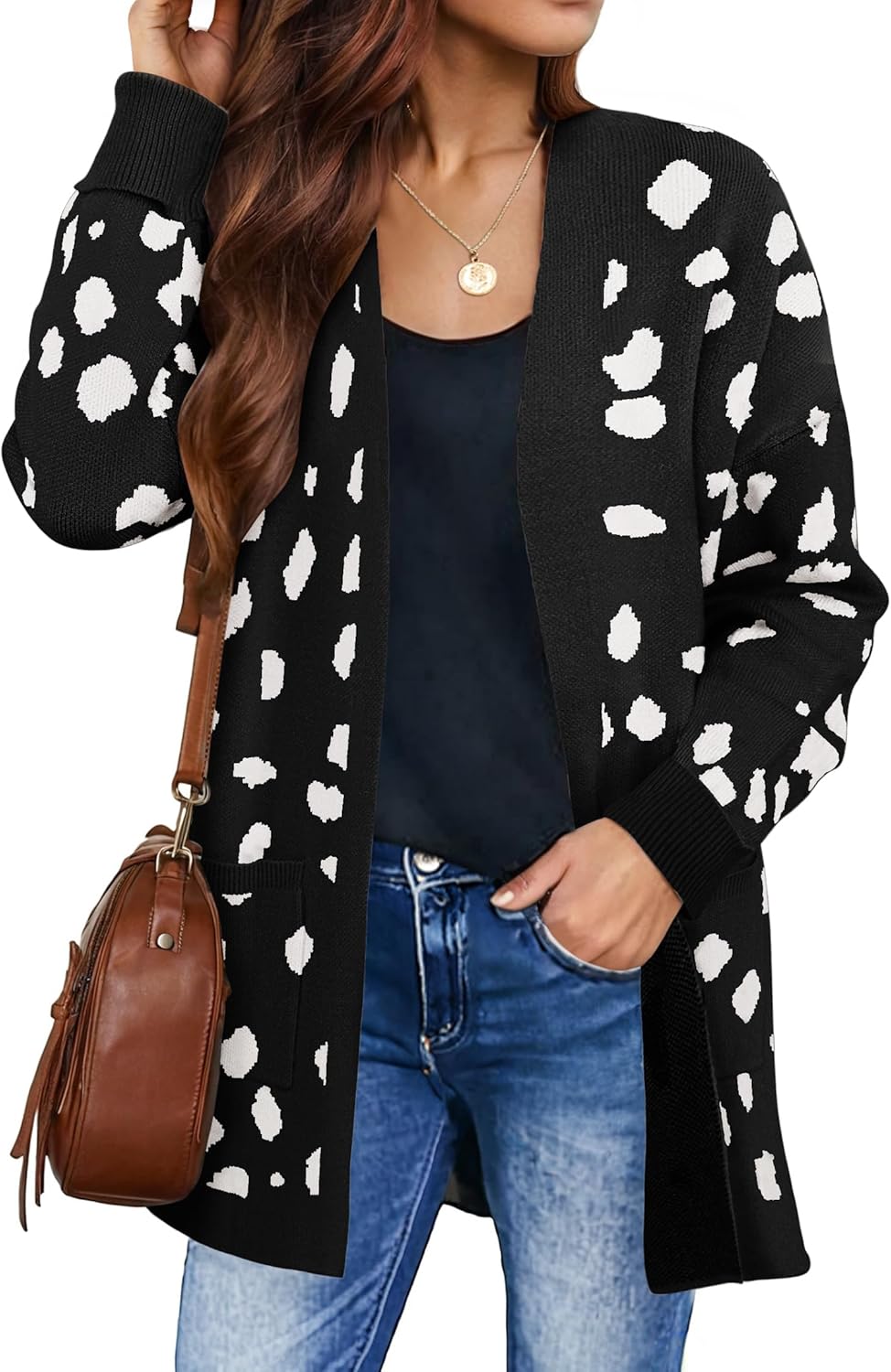 Stylish Leopard Print Knitted Sweater Cardigan for Women